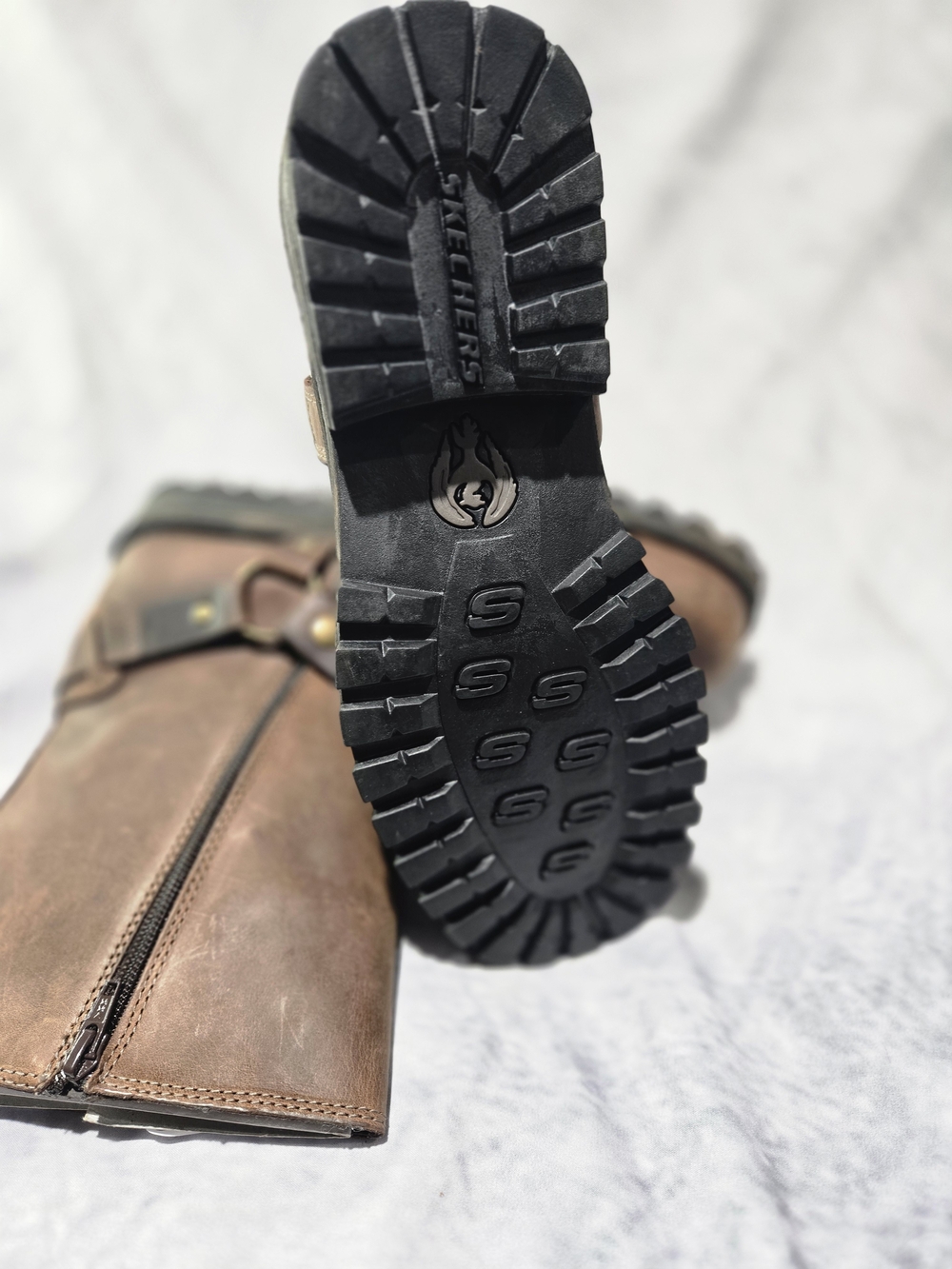 Skechers Brown Leather Motorcycle Harness Boots - Picture 7 of 7